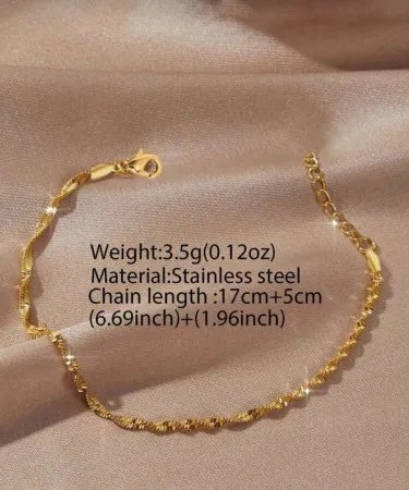 Aomogo 1pc 18K Gold Plated Stainless Steel Fine Chain Bracelet – elegant gold plated jewelry on a white background , imagecaption=Elegant Aomogo 18K gold plated stainless steel fine chain bracelet displayed on a sleek surface ,