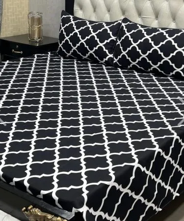 3D‑Crystal cotton bedsheet set with pillow covers – premium soft cotton, vibrant colour, 3‑piece set for bedroom décor