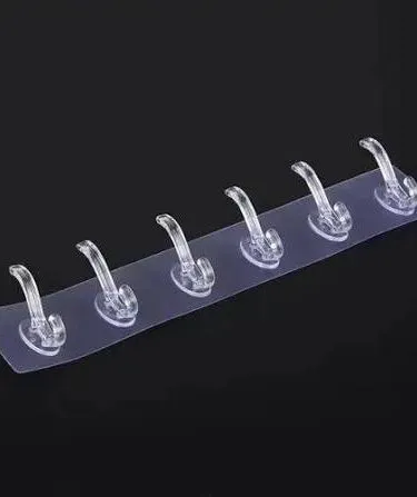 Transparent 6 Hooks Self Adhesive Wall Hook Strip – Heavy Duty Sticky Hanger Patti – Punch Free & Invisible Organizer, imagecaption=Premium transparent 6‑hook adhesive wall strip for clutter‑free homes – sold by Khareedo.