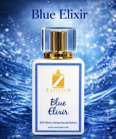 Blue Elixir men’s fragrance bottle – elegant woody‑aromatic scent, imagecaption=Blue Elixir – Sophisticated woody‑aromatic fragrance for men, available on Khareedo & Kharedo with Check on Delivery.