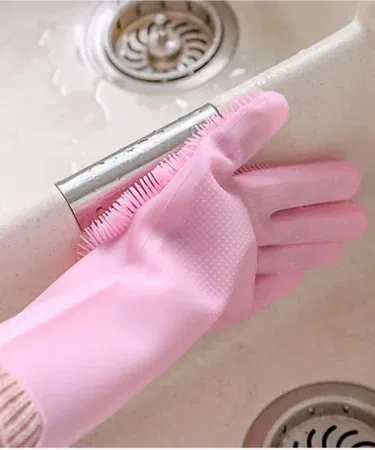 Magic SiIicone Cleaning Glove – heat‑resistant silicone kitchen scrubber glove in random colour