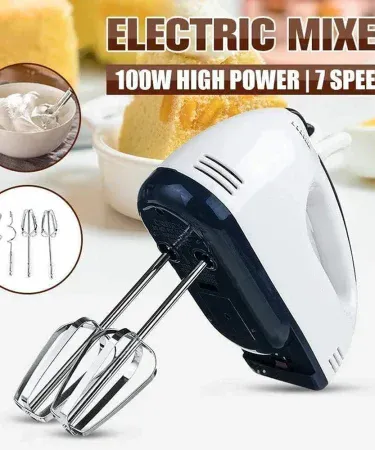 Electric Hand Mixer 5‑Speed 180W with stainless steel beaters, lightweight handheld design for home baking
