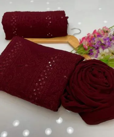 Shadow Sheesha Galla Laides 2‑pc hand‑embroidered chiffon suit – shirt and dupatta set, perfect for weddings and parties, displayed on a mannequin.