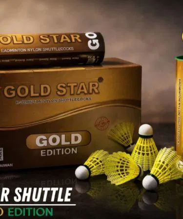 Nylon Shuttle Gold Star Gold – pack of 06 slow speed nylon badminton shuttles, perfect for clubs and home courts