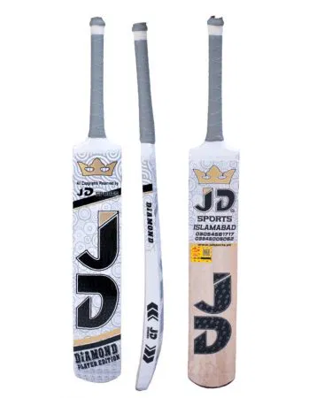 JD Diamond Player Edition Tape Ball Bat – premium coconut wood cricket bat, 850‑890 g, perfect for street and club cricket.