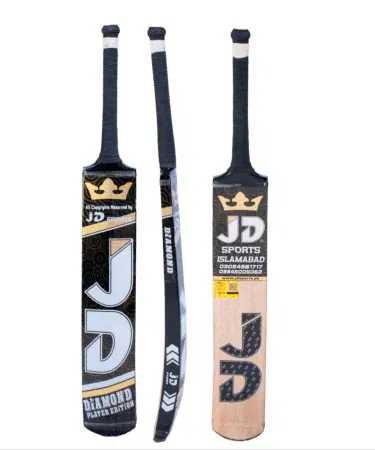 JD Diamond Player Edition Tape Ball Bat – premium coconut wood cricket bat, 850‑890 g, perfect for street and club cricket.