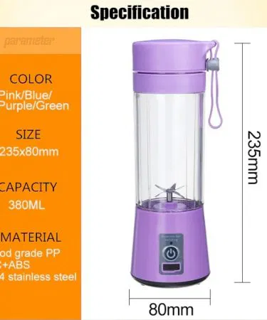 Mini Portable Juicer Blender USB rechargeable fruit mixer for smoothies and juices, imagecaption=Compact and powerful Mini Portable Juicer Blender – perfect for on‑the‑go blending in Pakistan.