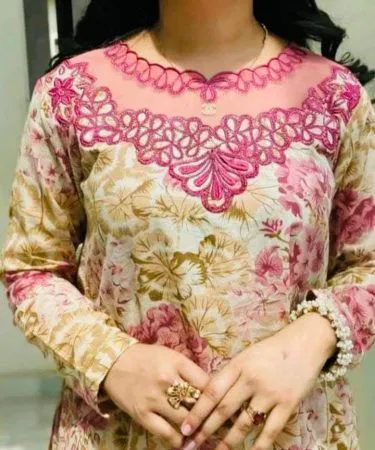 Trending Neckline pure organza embroidered chicken kari blouse – elegant festive wear, perfect for weddings and parties