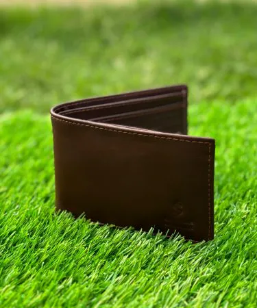 Dollar Size Leather Wallet for Men – slim genuine brown leather wallet, compact and stylish, perfect for pocket use.