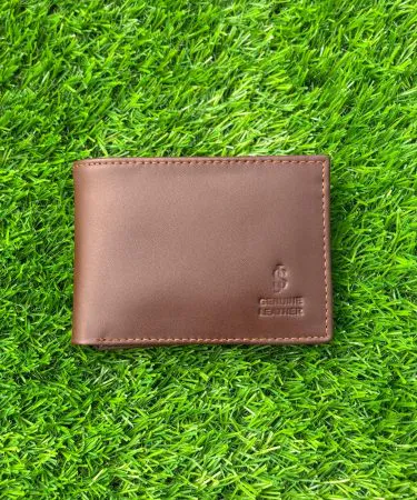 Dollar Size Leather Wallet for Men – slim genuine brown leather wallet, compact and stylish, perfect for pocket use.