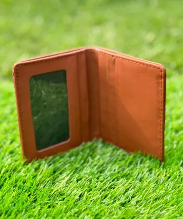 Slim leather card holder for men – premium genuine leather front pocket wallet, imagecaption=Minimalist slim leather card holder perfect for everyday use and travel.