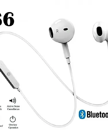 S6 HD Wireless Bluetooth Headset – sleek in‑ear design with Bluetooth connectivity, ANC and sport‑fit earbuds