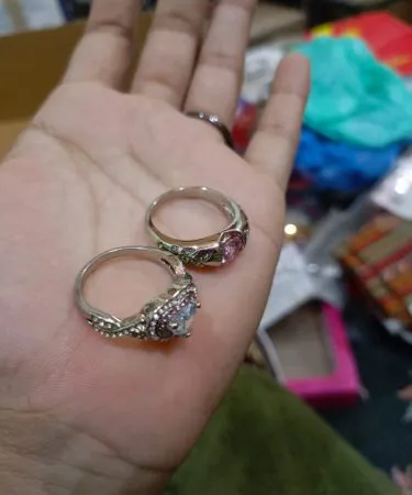 Elegant handcrafted stone ring displayed on a velvet cushion, imagecaption=Premium stone ring collection available at Khareedo | Kharedo,