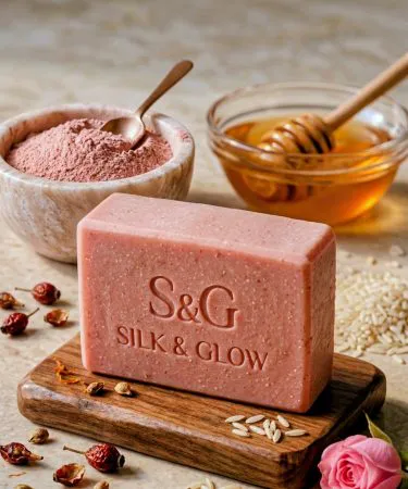 Handmade organic pink clay soap bar with natural ingredients, gentle deep cleansing for skin, imagecaption=Pink Clay Organic Soap – Handcrafted, Gentle & Deep Cleansing,