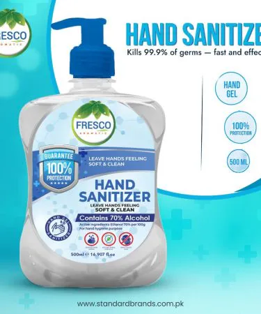 Hand Sanitizer 500 ML bottle with Khareedo & Kharedo branding – alcohol based germ protection, imagecaption=Premium 500 ML Hand Sanitizer available on Khareedo & Kharedo with Check on Delivery service.