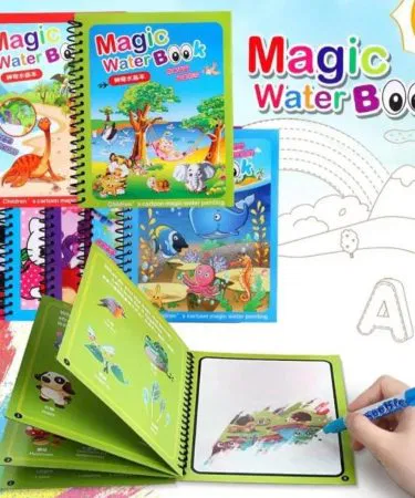 Reusable Magic Water Drawing Book for Kids – Mess‑Free Coloring with Water Pen, imagecaption=Kids enjoying the Magic Water Drawing Book from Khareedo|Kharedo – a reusable, mess‑free coloring experience.