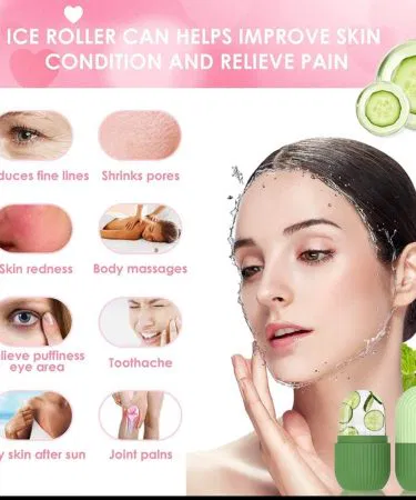 Ice Roller for Face – cooling gel core roller for skin tightening and puffiness reduction, imagecaption=Experience instant skin refresh with our reusable Ice Roller – perfect for at‑home spa, travel, and daily beauty routines.