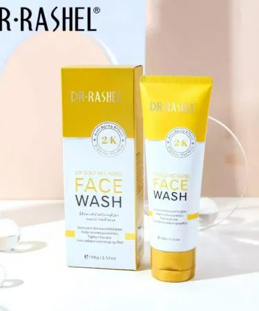 Dr. Rasheel Facewash bottle with fresh natural ingredients, imagecaption=Dr. Rasheel Facewash – Clean, Refreshing Skin Care,