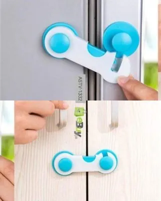 Secure baby safety cabinet and fridge door lock – Khareedo child‑proof lock, no‑key, easy‑open ABS plastic design