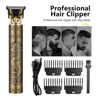 Vintage T9 USB rechargeable metal body hair trimmer with T‑shaped zero gap blade for men – Khareedo & Kharedo