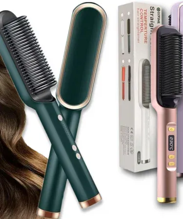 2‑in‑1 electric hair straightener curler heating styling comb multicolors 909 on a sleek white background, imagecaption=Multicolors 909 – 2 in 1 Hair Straightener Curler & Styling Comb – Khareedo | Kharedo.