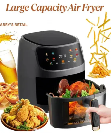 10L digital air fryer with full touch panel, see‑through window and non‑stick basket on kitchen countertop