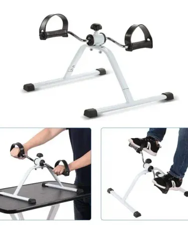 Mini Exercise Cycle foldable pedal exerciser with adjustable resistance for home and office use, imagecaption=Compact portable exercise bike – perfect for seniors, physiotherapy, and desk workouts.