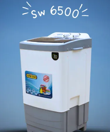 Superstar SW6500 Semi‑Auto 7‑8 kg Twin Tub Washing Machine front view, imagecaption=Superstar SW6500 Semi‑Automatic Washing Machine – Compact Twin Tub Design,