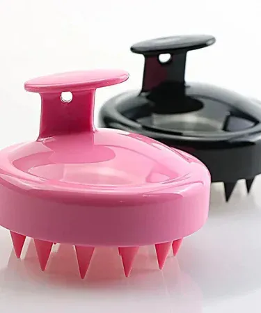 Silicone scalp massager brush with soft bristles for hair cleaning and massage, suitable for all hair types and kids