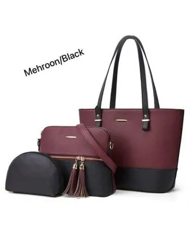 High Quality 3pcs Shoulder Bag set for girls in artificial leather, vibrant colours, unique handle and long strap