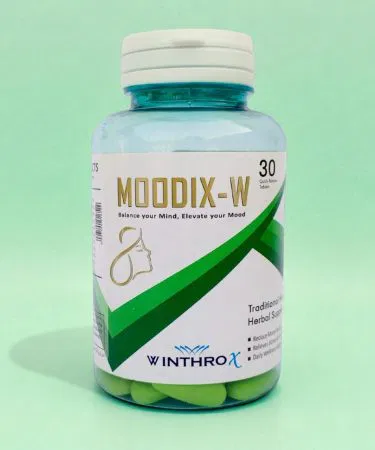 WINTHROX MOODIX‑W natural energy & hormone support tablets for women, packaged in a premium bottle