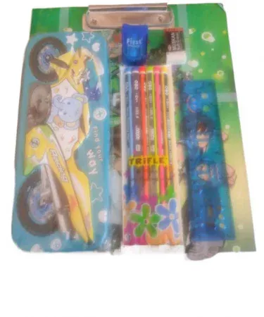 Pink clip board with stationery items for girls and blue clip board for boys – Khareedo, imagecaption=Clip Board with Stationery Items – Perfect for school kids, available on Khareedo,