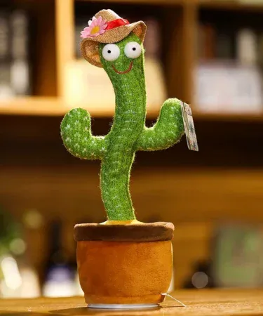 Rechargeable cactus plush toy with clothing and gift box – perfect kids gift, imagecaption=Adorable Cactus Toy Rechargeable with Box and Clothes for children aged 3+ years.