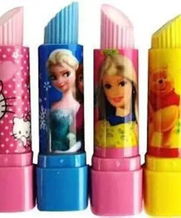 lipstick‑shaped cartoon erasers pack of 2 in vibrant colors, imagecaption=Pack of 2 Lipstivk style erasers – colorful, cartoonic designs, perfect for students and office use.