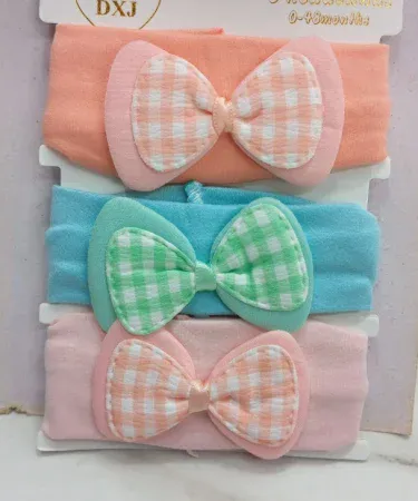 I LOVE DADDY & MUMMY 3‑pcs newborn baby headband soft elastic bows in solid colors, imagecaption=Cute soft elastic headband set – perfect for newborn girls and toddlers.