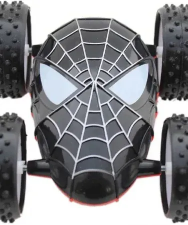 Spider Face Double Sided Roll Back Stunt Car Toy for Kids – Multicolor Rubber‑Tyre Car, imagecaption=Spider Face Car – Double‑Sided Roll Back Stunt Toy in vibrant multicolor,