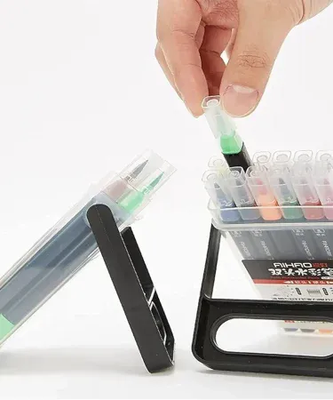 Watercolor Calligraphy Twin Tip Soft Head Brush Pen pack of 12 in stylish plastic box, perfect for calligraphy and watercolor art