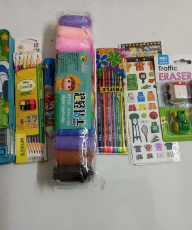 Stationery Deal for Kids combo – 7‑piece creative kit with pencil box, erasers, colors, stickers, pen, play‑dough and pencils