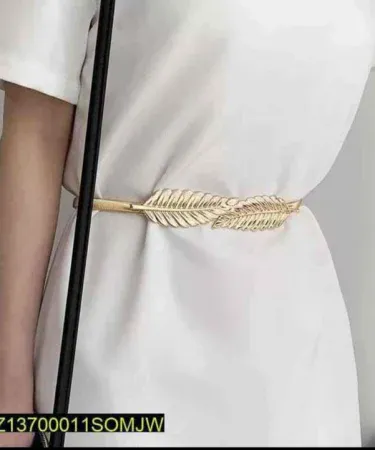 Ladies Double Leaf Belt – stylish alloy metal belt with double leaf design for women, perfect for fashion ensembles