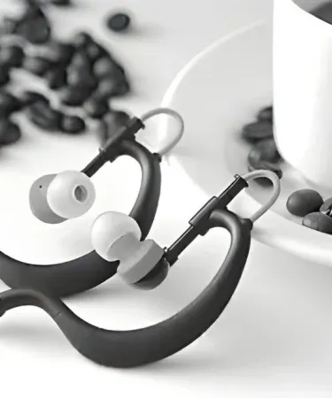 Plastic S252 Tonesoul Sports Wireless EarBuds with cable, 4 extra ear tips, and leather pouch packaged in a stylish box