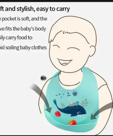 Waterproof silicone bib for babies and toddlers, adjustable neck closure, easy‑clean design, Khareedo product , imagecaption=Waterproof Baby Silicone Bib – perfect for mess‑free feeding ,