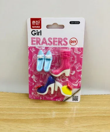Fancy erasers for boys and girls with random colorful designs – perfect school stationery