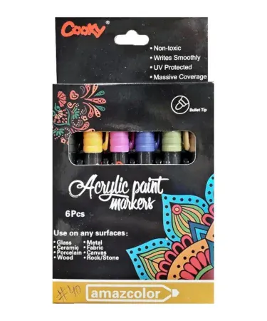 Acrylic markers pack of 6 vibrant colors for art, drawing and crafts, imagecaption=Acrylic Markers Pack of 6 – perfect for highlighting, outlining and DIY projects,