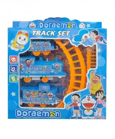 Train Set with Track featuring colorful cartoonic trains and durable railway tracks for kids