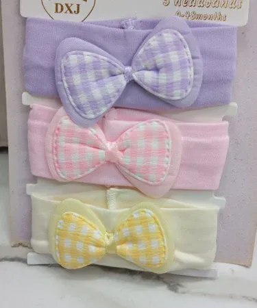 I LOVE DADDY & MUMMY 3‑pcs newborn baby headband soft elastic bows in solid colors, imagecaption=Cute soft elastic headband set – perfect for newborn girls and toddlers.