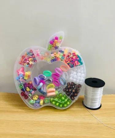 DIY Apple Style Beads Box with Elastic Thread Roll – colorful bead kit for crafts, DIY jewelry, and school projects