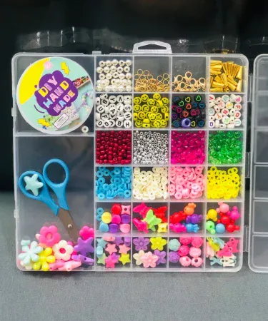 DIY Multi Beads Box with crystal tag and scissors – complete jewelry making kit for crafts
