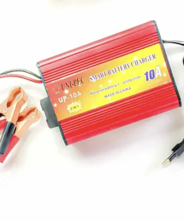 12 Volt 10 Amp Car Battery Charger with built‑in cooling fan and automatic charging mode