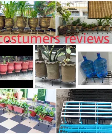 Matel metal rectangular plant stand for indoor and outdoor use, holding a decorative planter