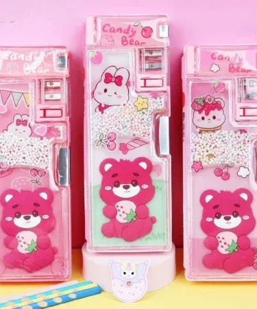 Geometry Pencil Box with Cartoonic Panda Theme – Khareedo | Kharedo COD delivery, imagecaption=Cute Panda Cartoonic Geometry Pencil Box – perfect for school and office use.